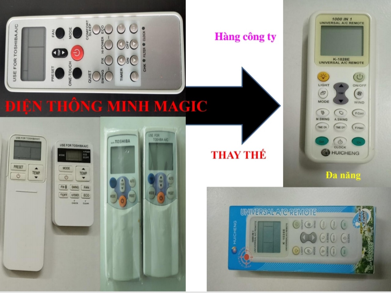 Remote điều khiển máy lạnh toshiba đa năng k-1028e - điều khiển được mọi loại máy lạnh toshiba