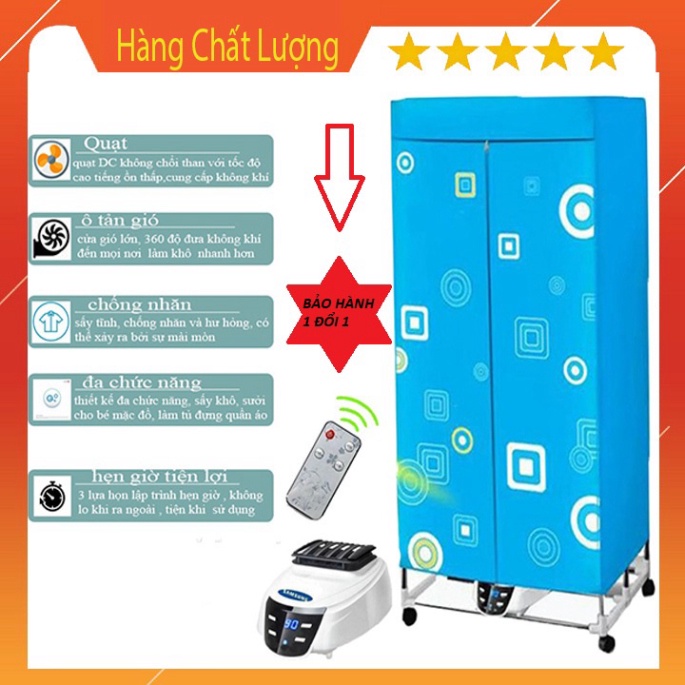 Tủ sấy quần áo sam sung có điều khiển từ xa, Máy sấy quần áo nhanh khô có Bảo hành 12 tháng