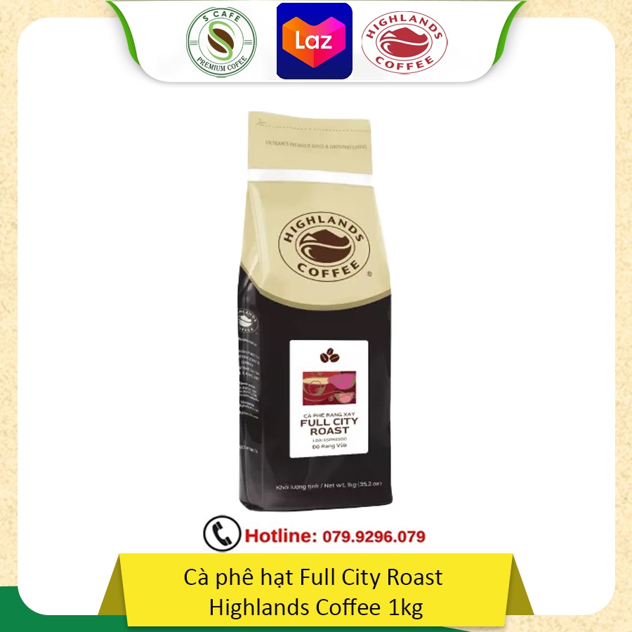 Cà phê hạt Full City Roast Highlands Coffee 1kg - độ rang vừa