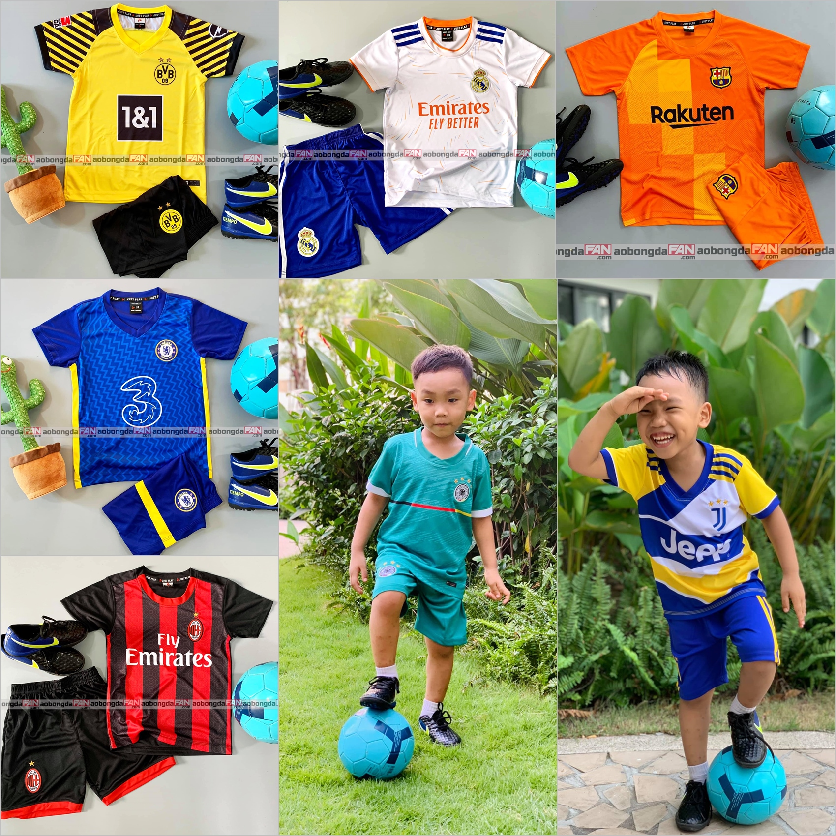 ĐỒ ĐÁ BANH TRẺ EM MỚI 2024 (Từ 10 đến 40kg) - Quần Áo Bóng Đá Trẻ Em