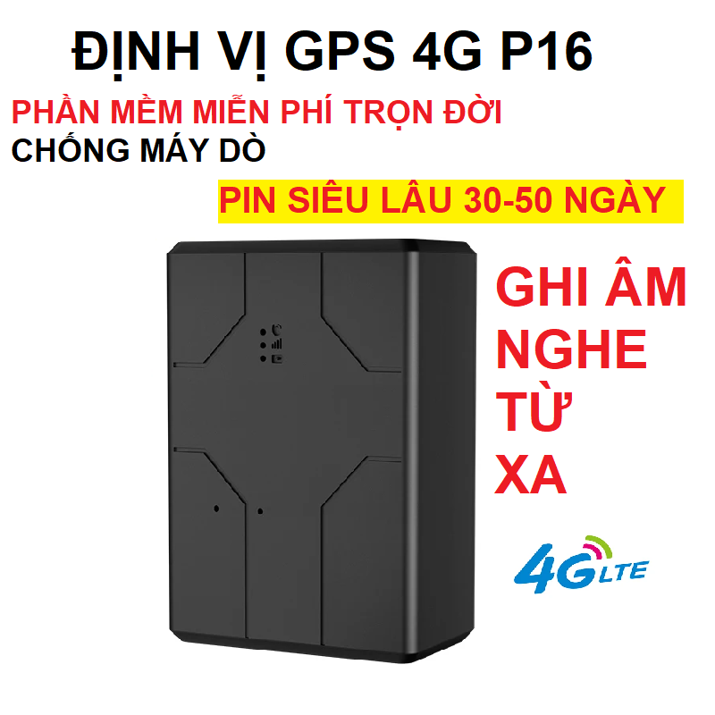  Thiết bị định vị GPS mini P16 4G không dây ô tô xe máy nghe âm thanh ghi âm chính xác cao phần mềm miễn phí trọn đời 