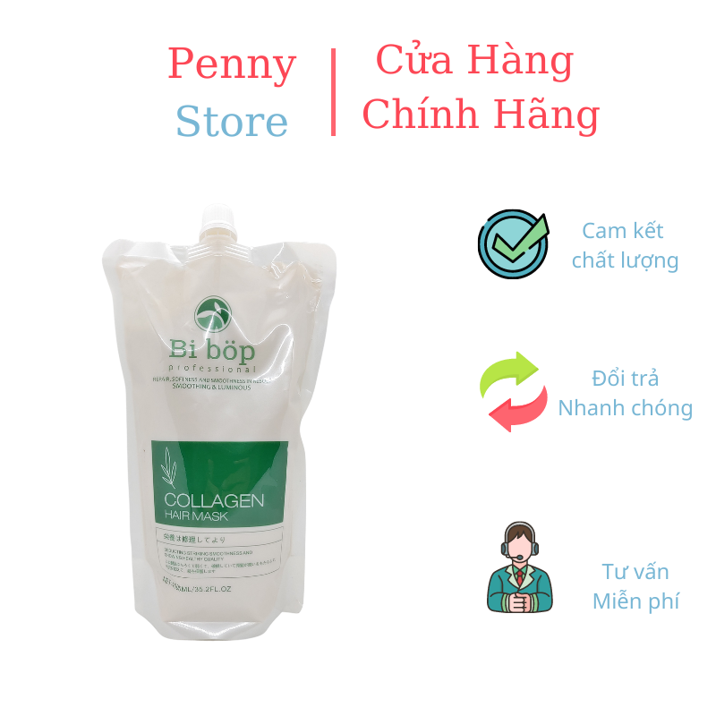 Kem ủ tóc siêu phục hồi bibop nhật bản - dầu ủ tóc mềm mượt collagen chính hãng 1000ml