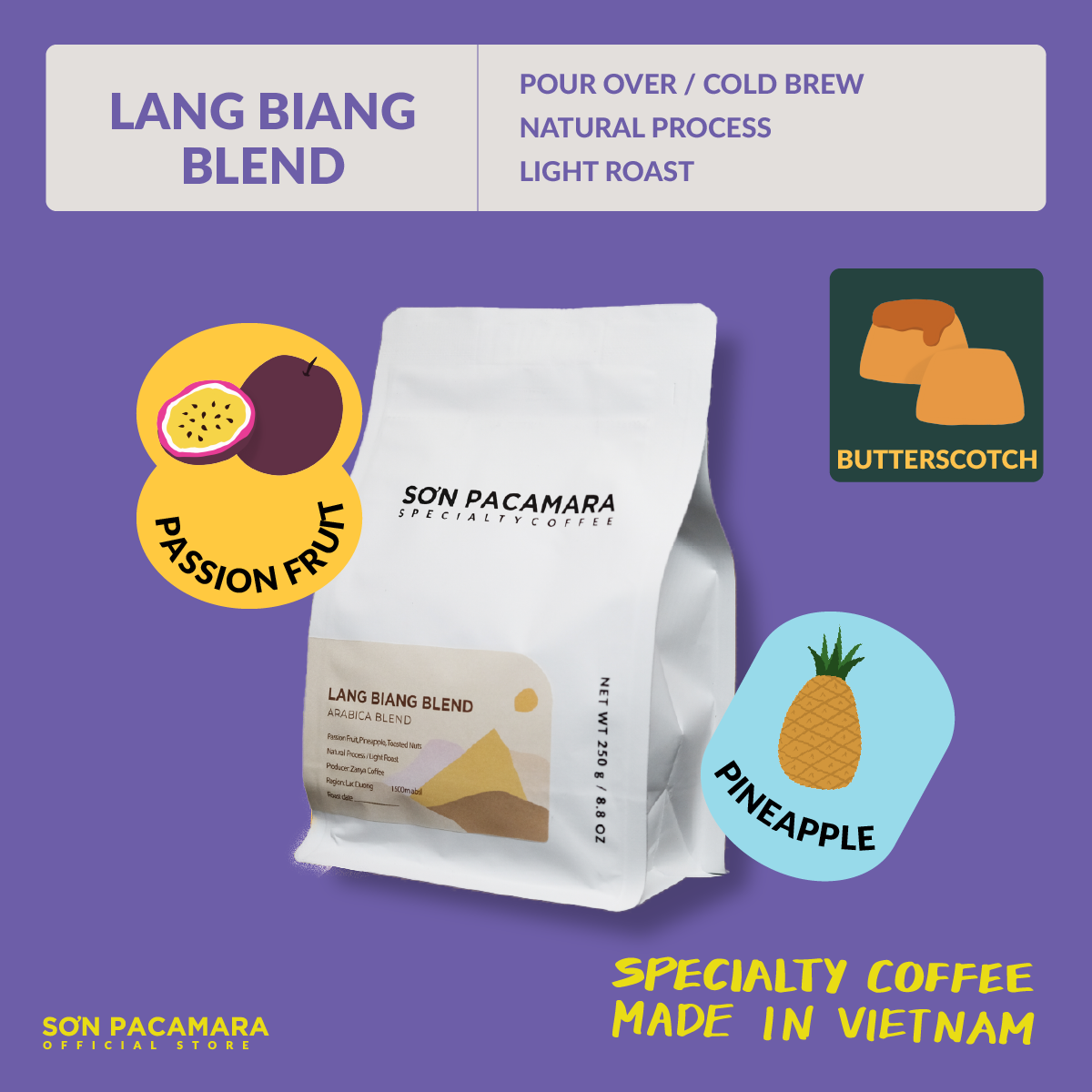 Cà Phê Lang Biang Blend- Vị Ngọt Hương Trái Cây Nhiệt Đới - Phù Hợp Pour Over / Cold Brew - Rang Nhạt