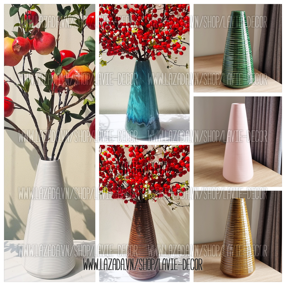 Lọ hoa gốm sứ men hoả biến dáng tháp Bát Tràng