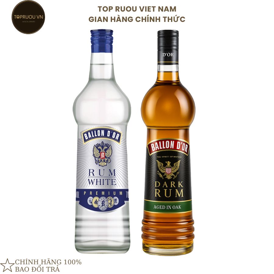 Rum Ballon D'or White - Gold - 700ml - 40% - Việt Nam
