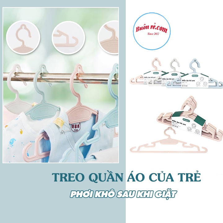 Set 10 móc treo quần áo trẻ em Hokori cao cấp (2830) nhựa Việt Nhật -Mắc nhũ treo quần áo, móc phơi đồ
