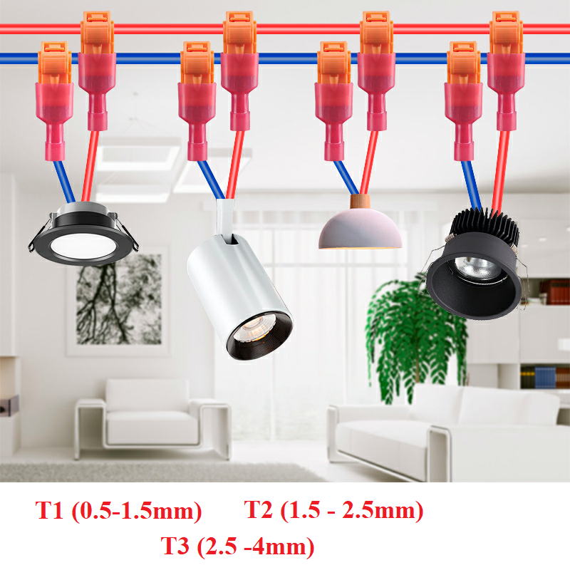 50 bộ cút nối dây điện chữ T phân nhánh - cút cắm