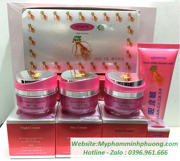 Bộ mỹ phẩm trị nám, tàn nhang dưỡng trắng da GINSENG nhân sâm 4in1