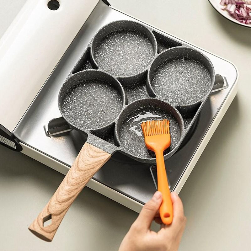  Chảo Chiên Trứng vân đá 4 Ngăn Chống Dính Đa Năng - Chảo Chiên Rán Làm Bánh 4 Lỗ Chống Dính 