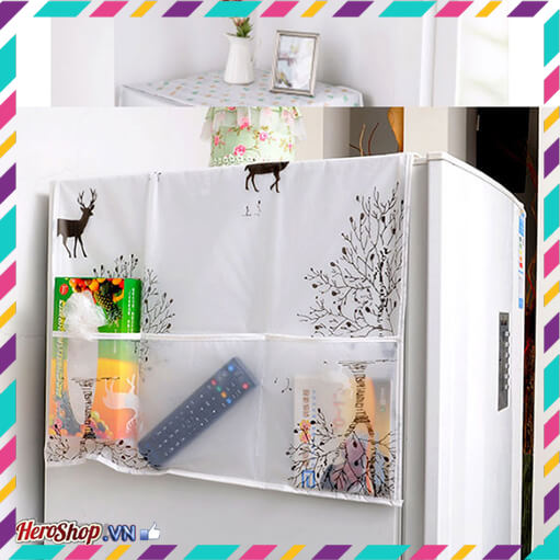 [ GIẢM GIÁ ] túi phủ tủ lạnh-tấm phủ decor siêu đẹp cho tủ lạnh-Tấm phủ tiện lợi có thể để thêm đồ