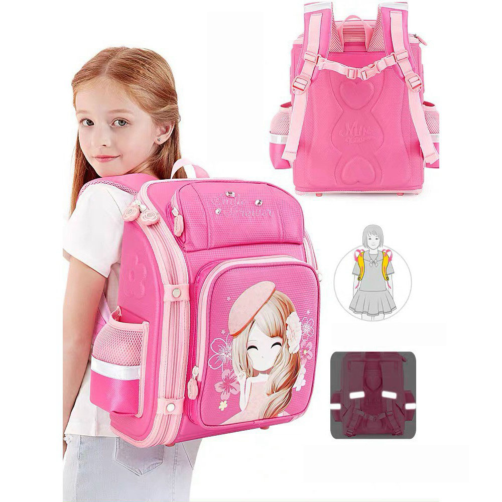 [Balo chống gù cao cấp - Size 38] Balo học sinh chống gù lưng siêu nhẹ Miss Flower, Balo chống gù lưng cho học sinh tiểu học cấp 1 dành cho bé gái từ lớp 1-4, Cặp sách chống gù siêu nhẹ cho bé gái cao cấp.