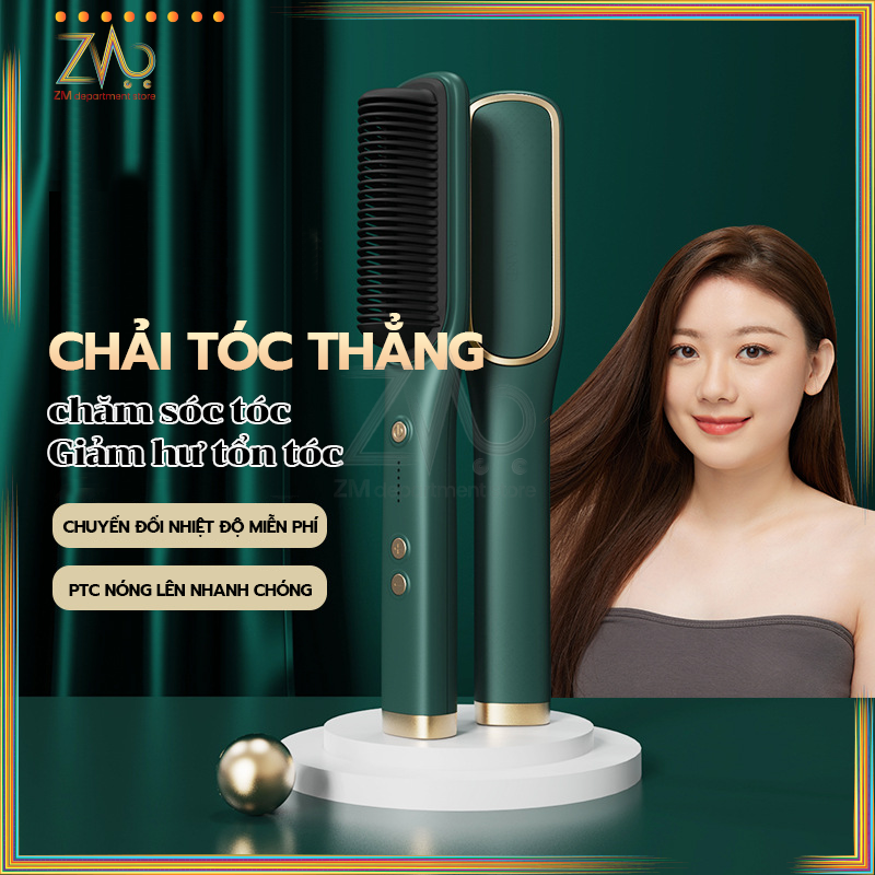 Lược điện chải tóc tạo kiểu chuyên nghiệp đa năng lượt điện 3in1 đa năng-máy làm tóc mini chải tóc tạo kiểu tóc uốn duỗi thẳng tóc chuyên nghiệp