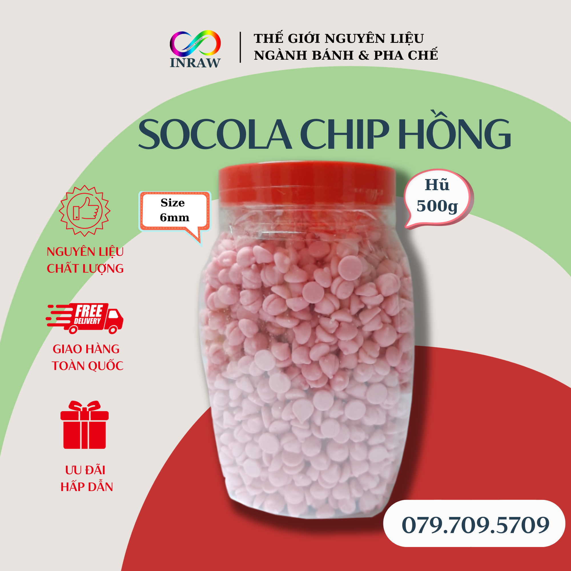 Socola chip hồng dâu colatta hũ 500g