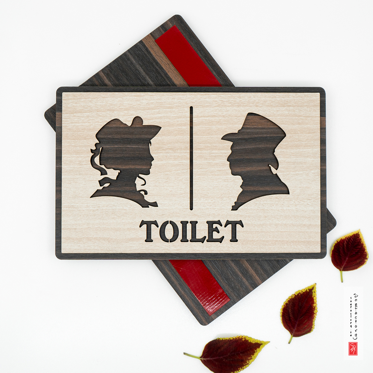 Bảng hiệu Toilet gỗ dán tường mẫu