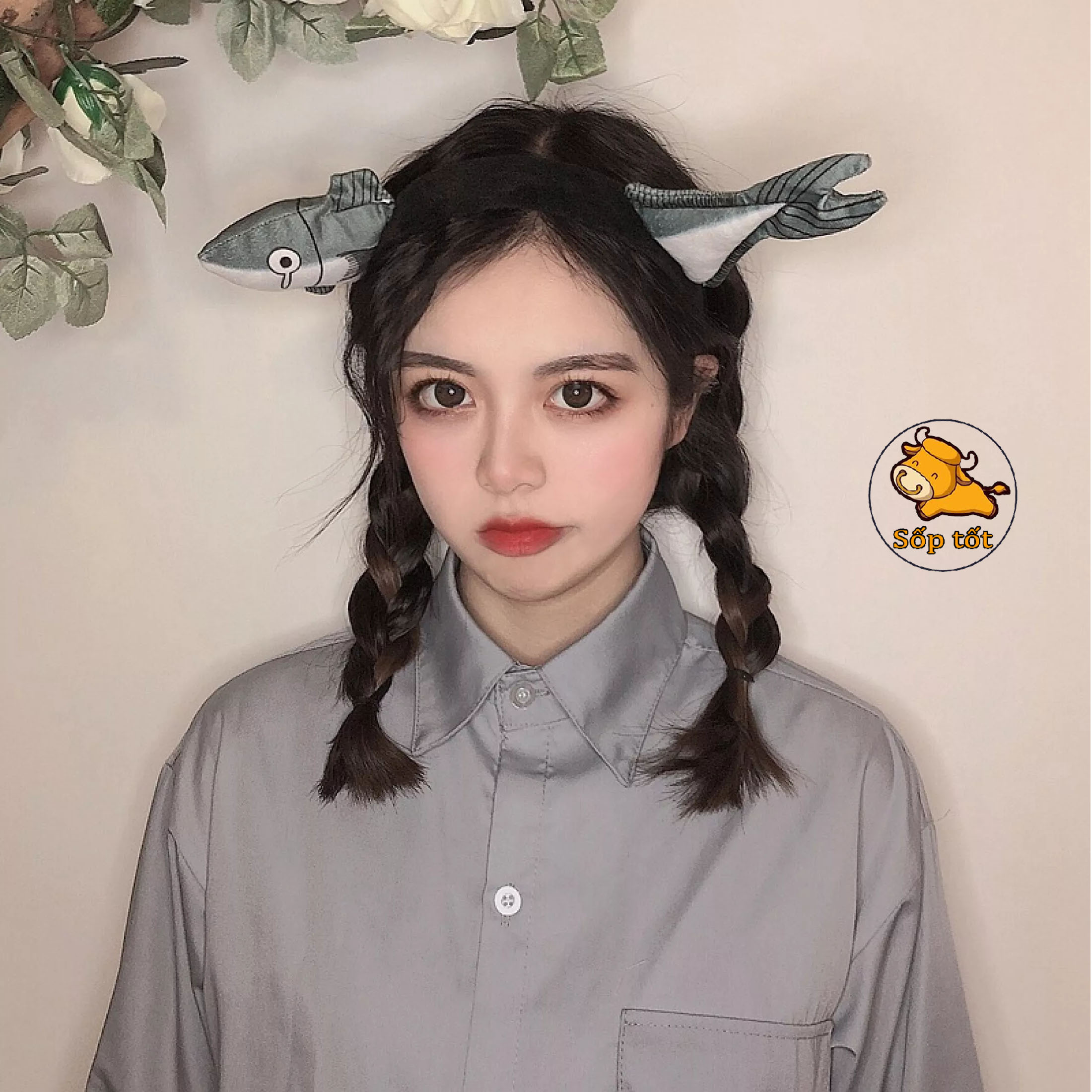 Bờm cá mập xuyên đầu cute dễ thương ngoạm và bờm cà rốt giá rẻ Hà Nội GD64