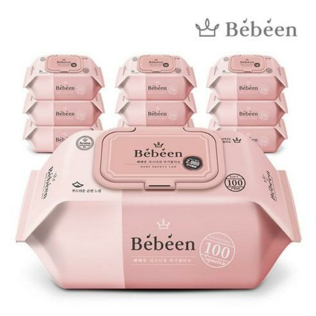 Combo 3 bịch khăn ướt Bebeen không mùi 100 tờ