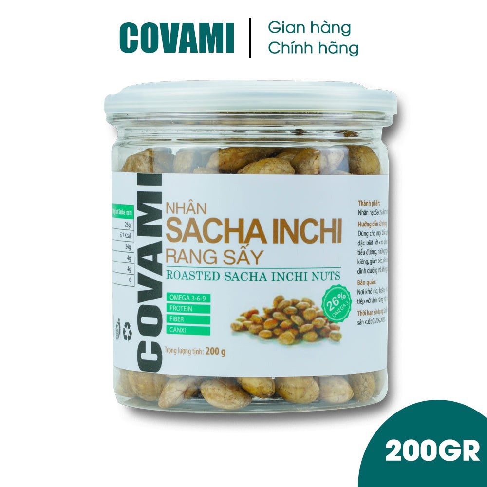 Hạt dinh dưỡng sachi inchi đã tách vỏ nhân rang muối thương hiệu COVAMI 200GR