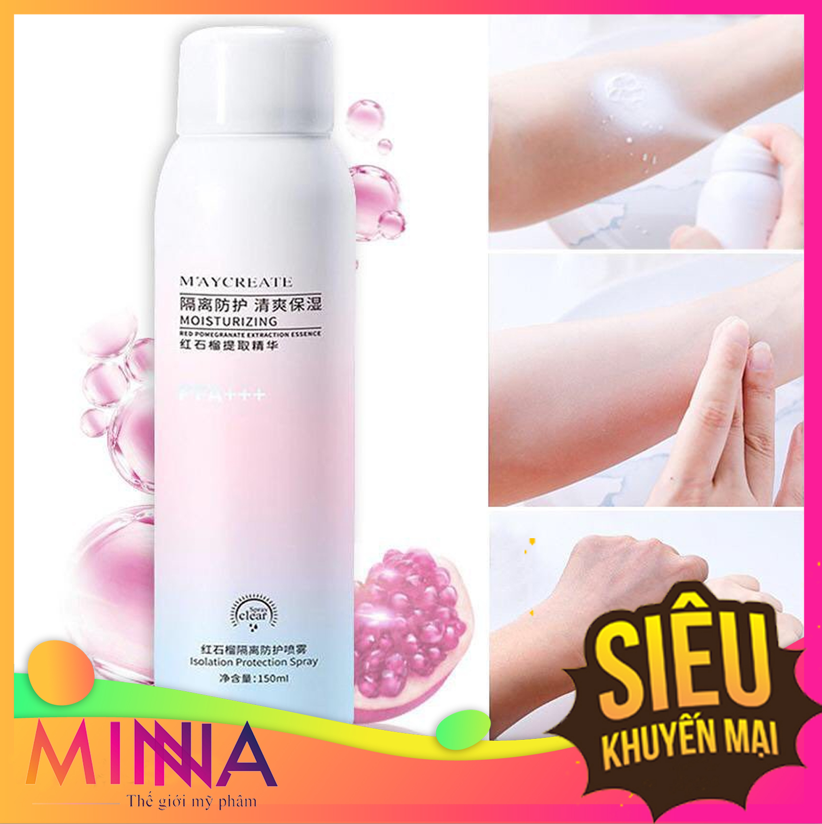 Kem chống nắng, Xịt chống nắng phun sương cao cấp Maycreate SPF35 (150ml)- Hàng chính hãng
