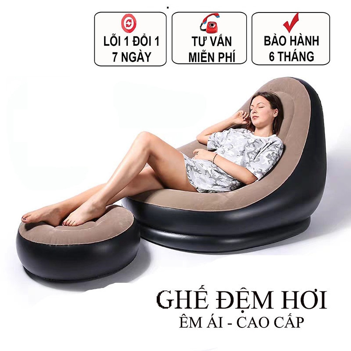 Nệm SaLon Ghế ngồi Ghế thư giãn Ghế đa năng Ghế hơi intex vỏ nhung Ghế thư giãn chống mỏi cổ và mỏi lưng - Ghe hoi bơm/xả hơi tiện dụng Thiết kế sang trọng
