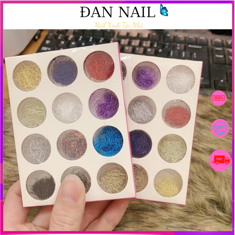 Nhũ Sợi, Nhũ Dây, Nhũ chỉ kim tuyến - Set 12 sợi chỉ nhũ kim tuyến trang trí móng tay