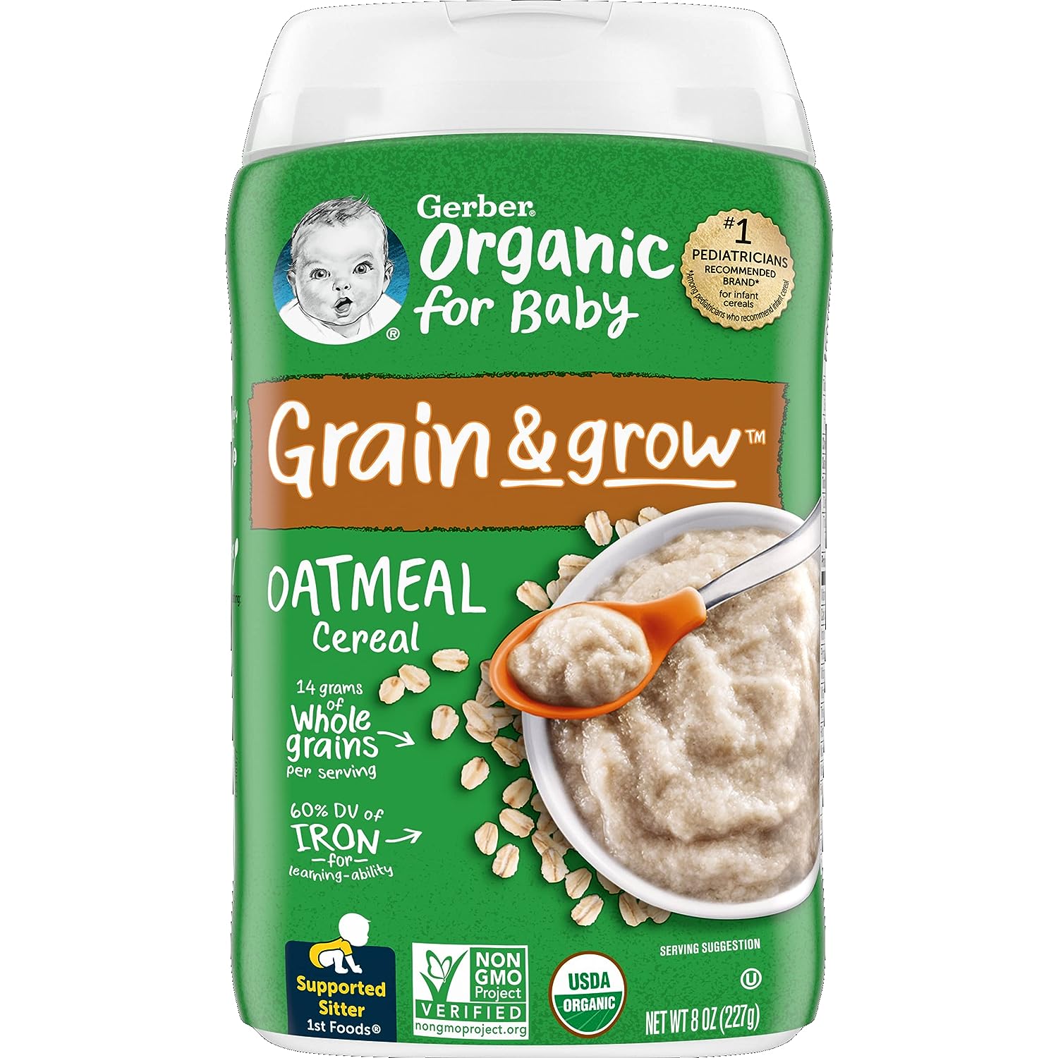 Gerber Babnicy Cereal, Organic Oatmeal, 8 Ounce
