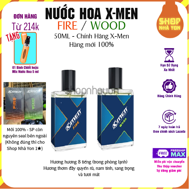 Xmen Xịt nước hoa hàng ngày X-men Wood / Fire Everyday Perfume 50ml