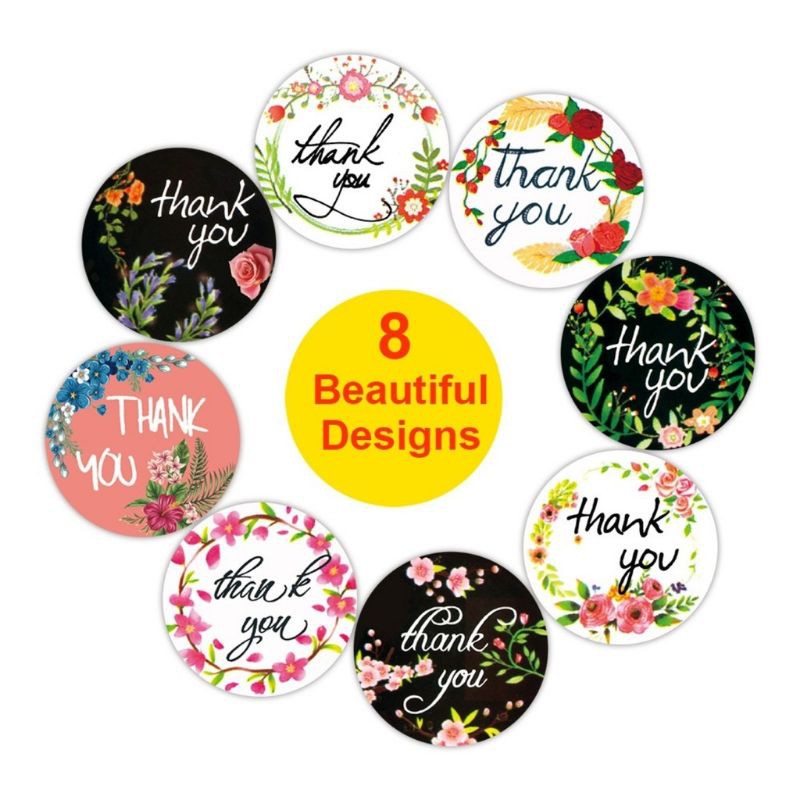 Combo 100c tem dán thank you 2.5cm có sẵn keo