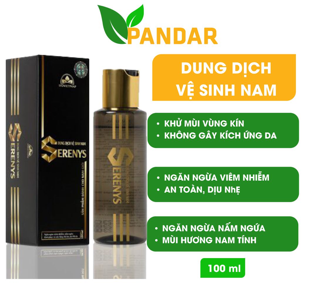 Dung dịch vệ sinh nam Serenys,ngăn ngừa viêm nhiễm, kháng khuẩn, sạch,thơm, khử mùi vùng kín, chai 100ml, PANDAR