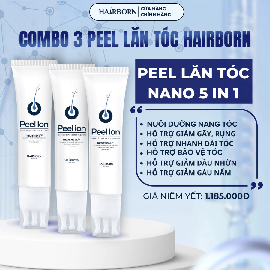  chính hãng  Lăn Mọc Tóc Hairborn Tuýp 60ml Tinh Chất Mọc Tóc Công Nghệ Ion Nano Giảm Gãy Rụng 