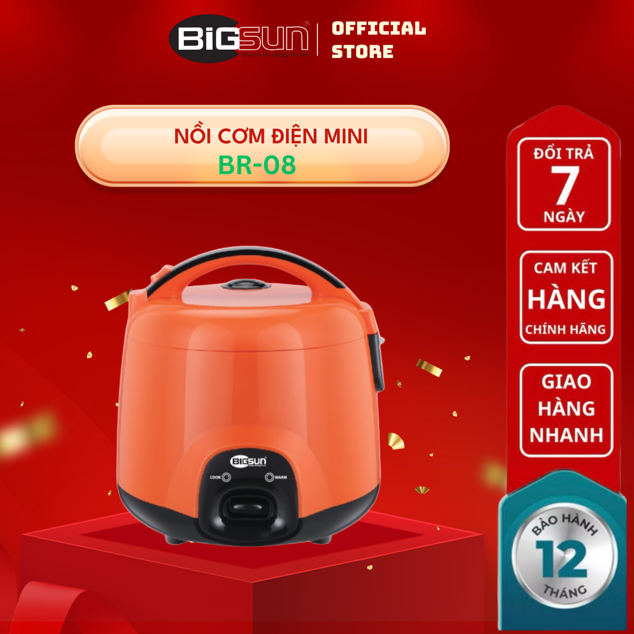 Nồi cơm điện Mini, dung tích 0.8L,công suất 350W, ruột nồi chống dính toàn thân, chắc chắn.