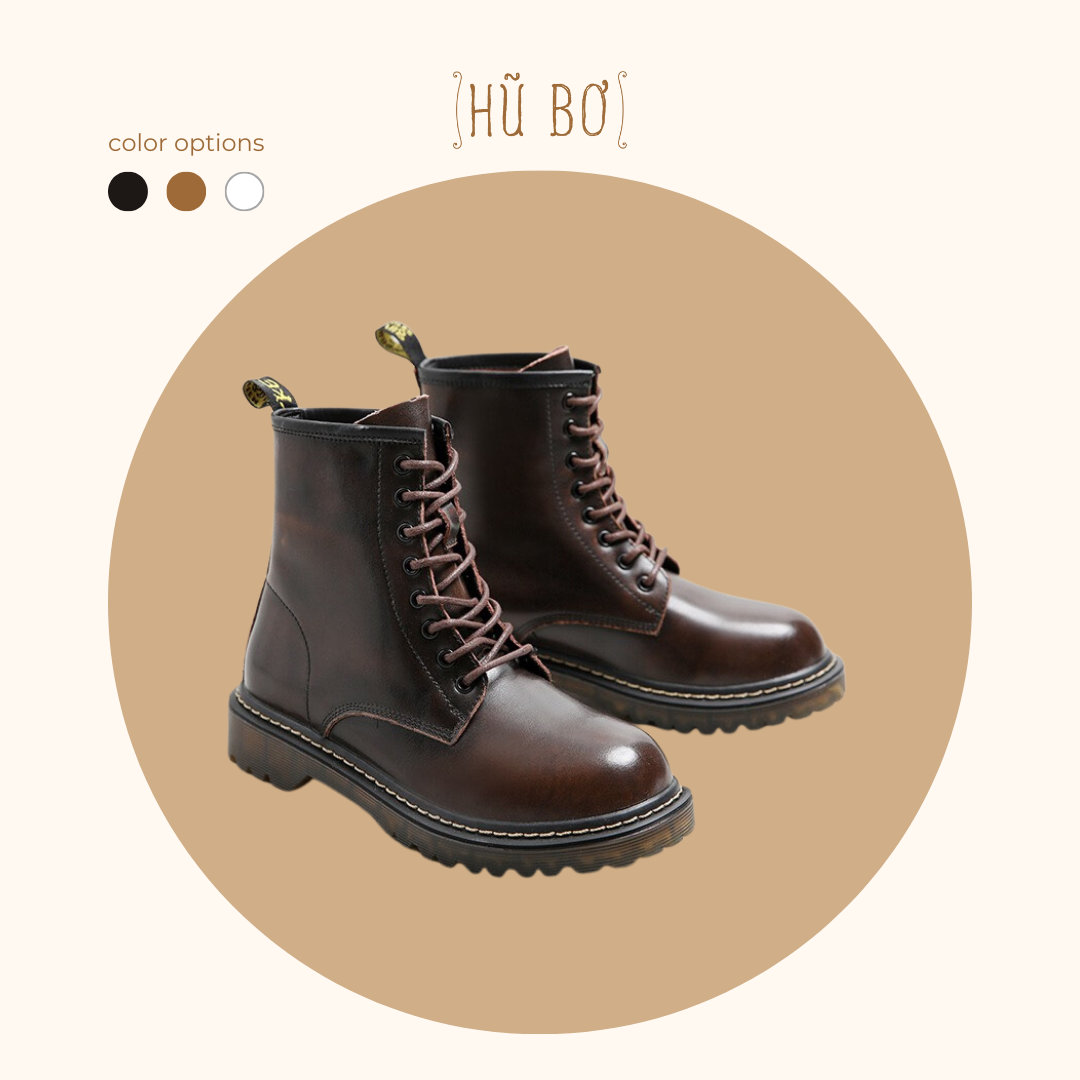 Combat boots - Giày da bò nữ