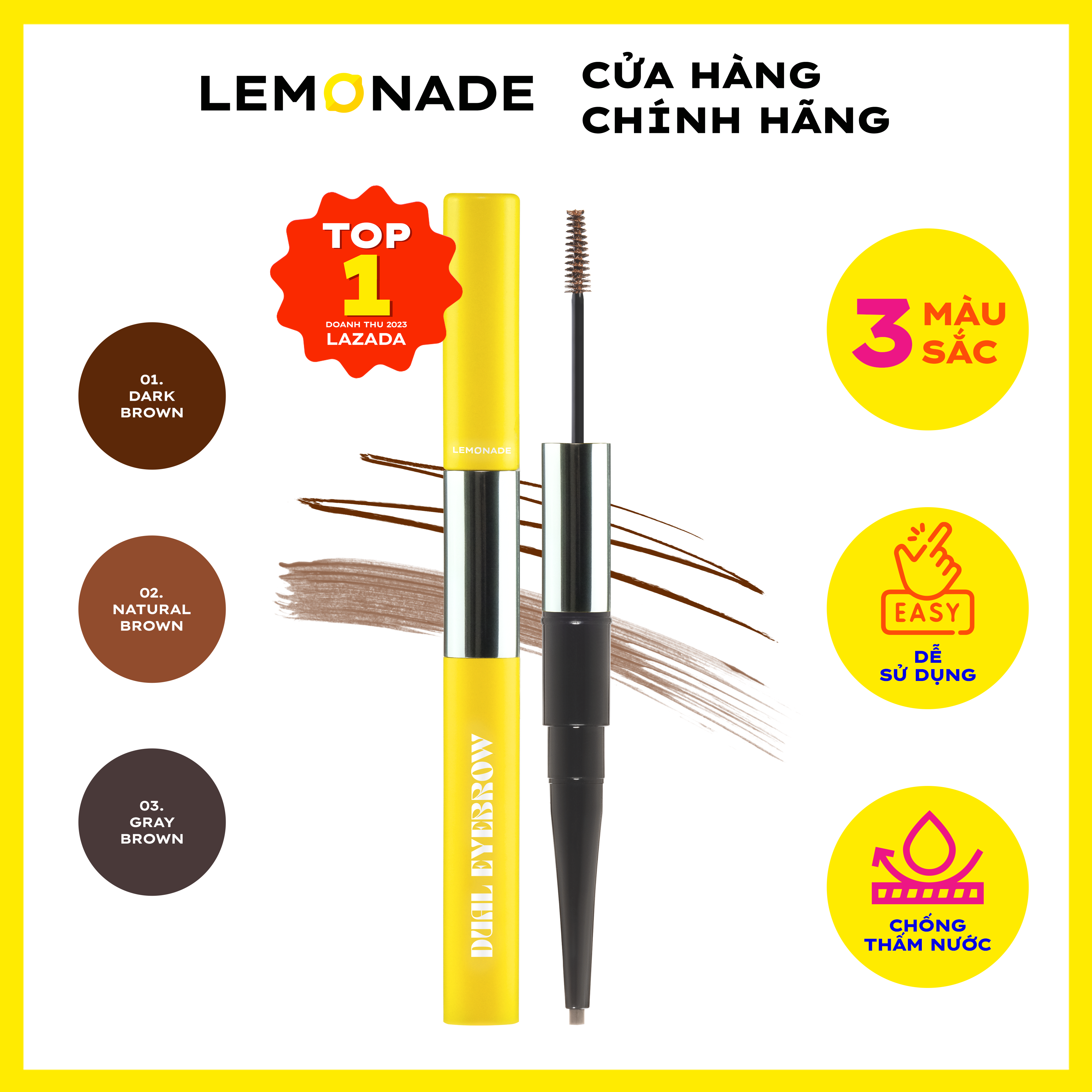 Chì kẻ mày 2 đầu lemonade want it got it dual eyebrow 2.75g