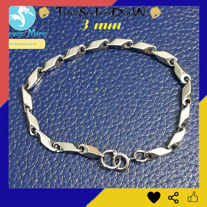 Lắc tay inox cao cấp Hỏa tiễn 3mm mác ngắn Khóa Xịn siêu đẹp, chuẩn thời trang