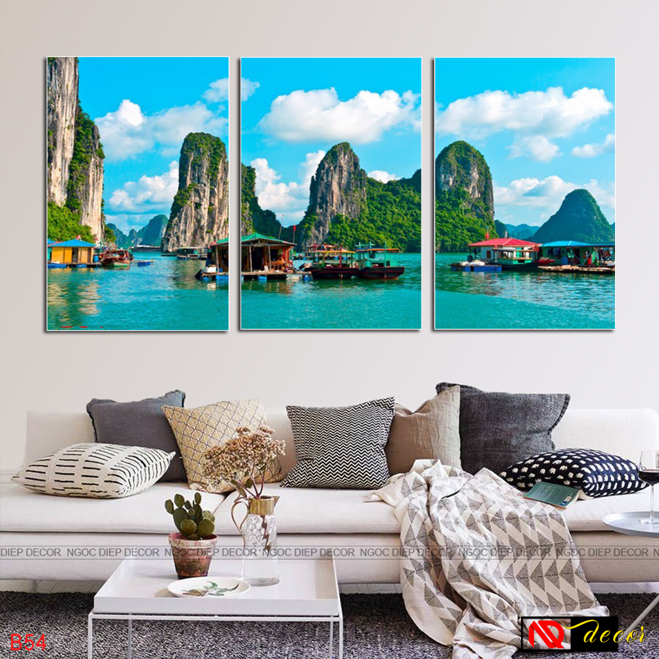 Tranh Dán Tường Phòng Khách 3D Phong Cảnh Vịnh - Tranh décor phòng khách, phòng ngủ phong cách hiện đại