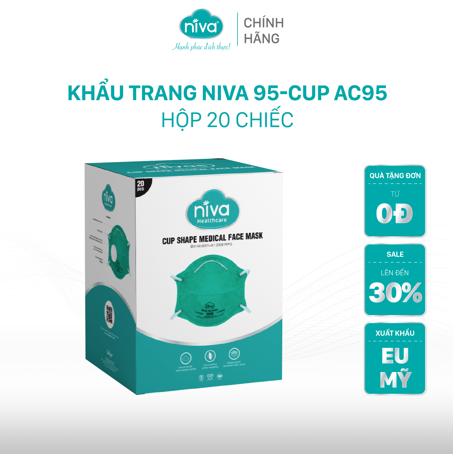 Khẩu Trang Niva N95 - Cup AC95 - 20pcs Ngăn Ngừa Vi Khuẩn