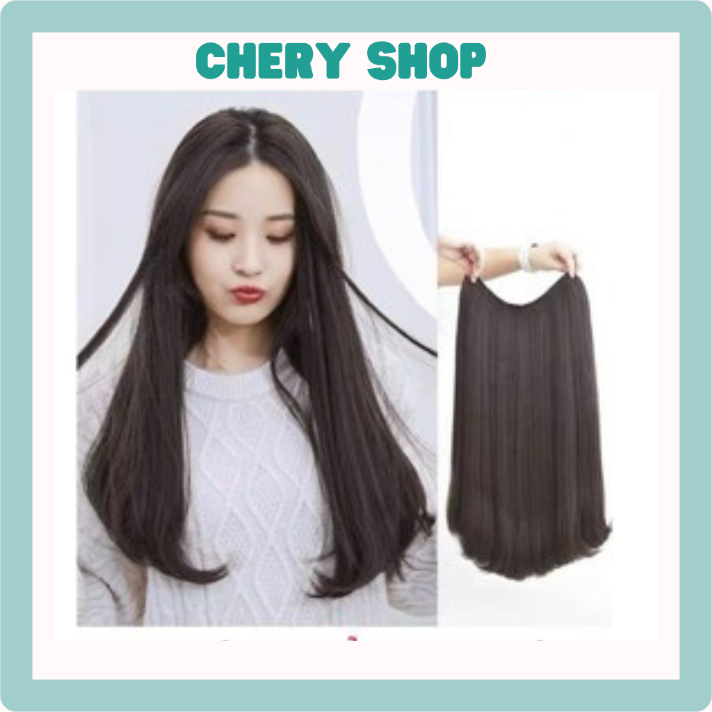 Tóc giả nữ kẹp cúp đuôi tự nhiên làm bằng sợi tơ cao cấp mã KC45