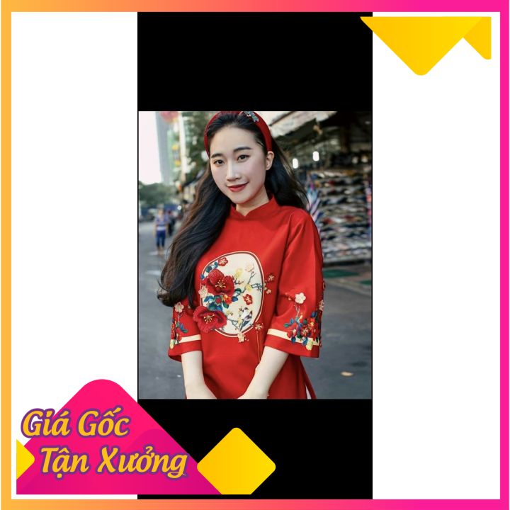 Áo dài cách tân siêu xinh chất lụa mịn 2 tà cao cấp, tay lỡ kèm quần