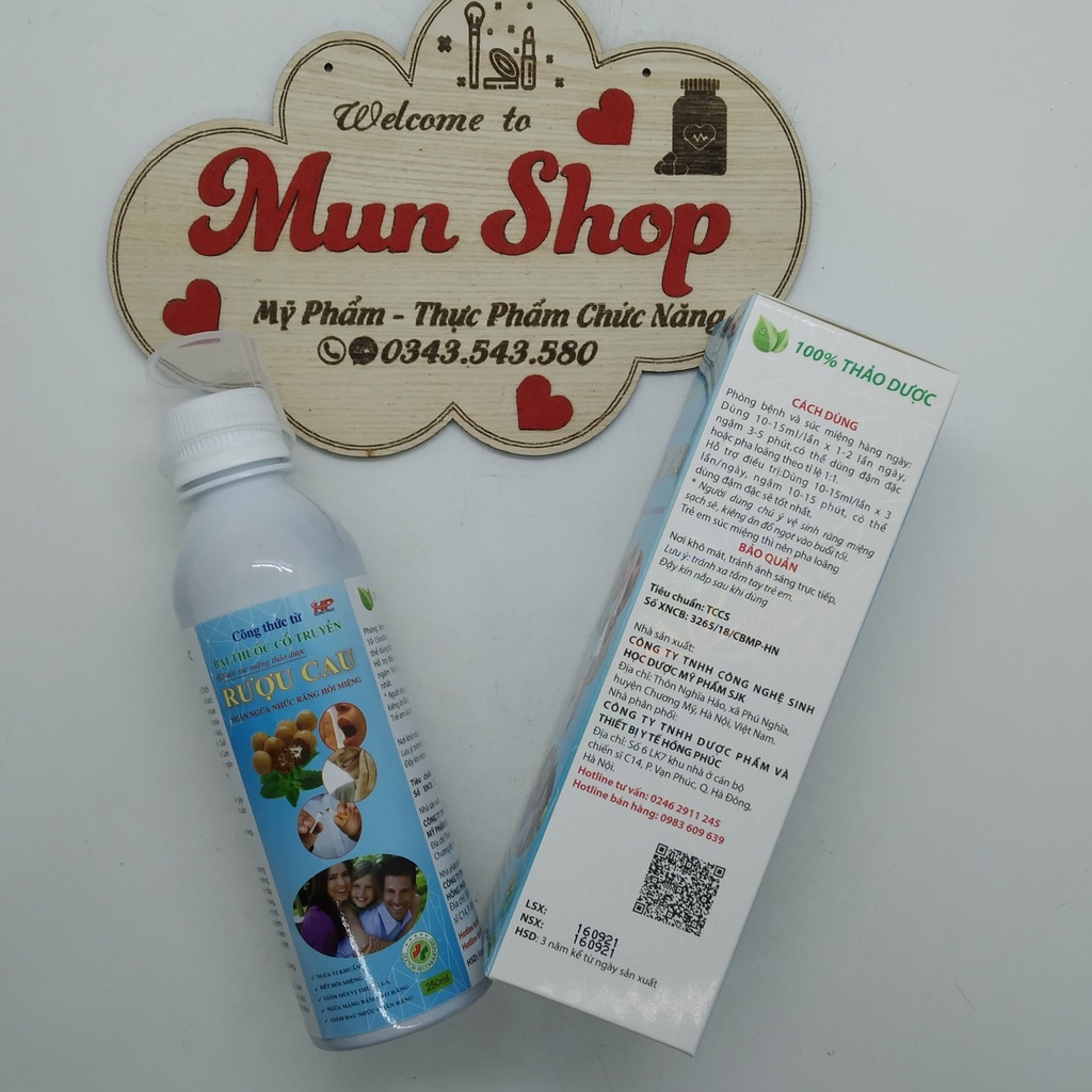 Nước súc miệng thảo dược rượu cau chai 250ml ngăn ngừa nhức răng hôi miệng