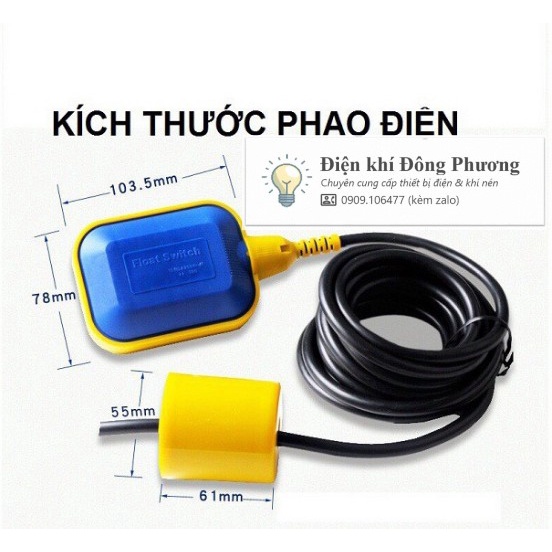 Phao điện bơm nước tự động, công tắc phao bơm nước chống cạn, chống tràn.