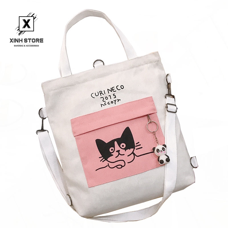Túi vải tote 20x house hình mèo