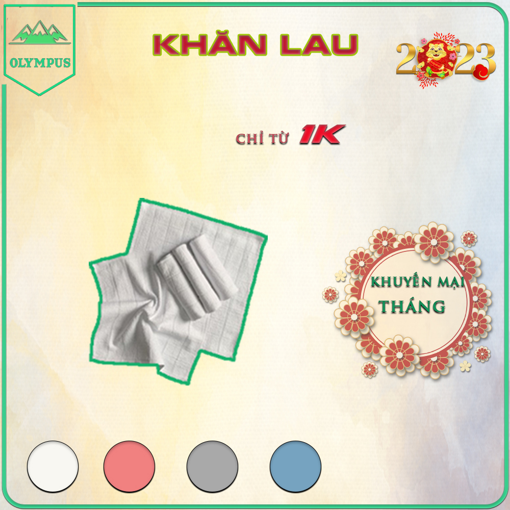 Khăn lau đa năng và khăn lau tay 22x22 cm 100% cotton dùng , sử dụng trong nhà bếp lau ly lau bát đĩa OLYMPUS
