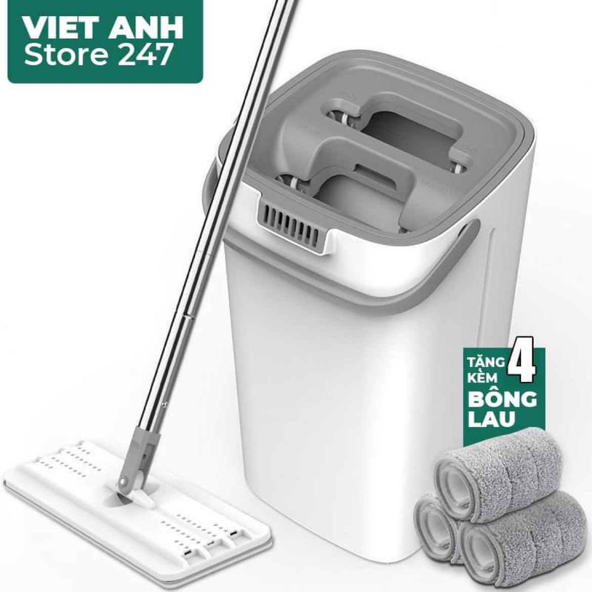 Cây lau nhà Chổi lau nhà tự vắt thông minh thế hệ mới hàng cao cấp tặng kèm 4 bông lau thay thế