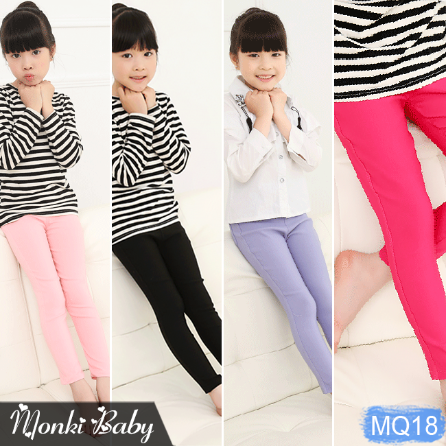 Quần dài bé gái size đại (cỡ lớn), dáng legging ống côn co giãn, chất thô dày dặn | MQ18