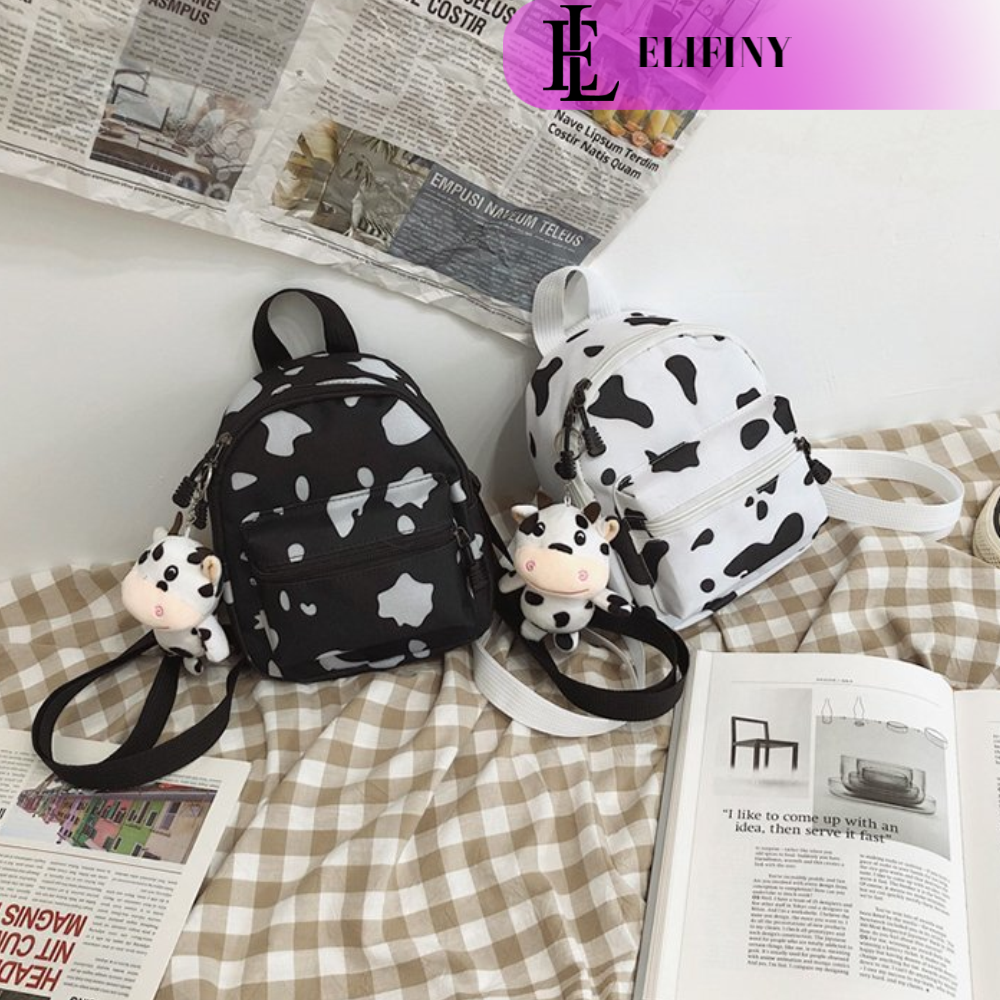 Balo Mini Nữ Màu Bò Sữa Vải Cao Cấp Siêu Tiện Dụng Và Đáng Yêu