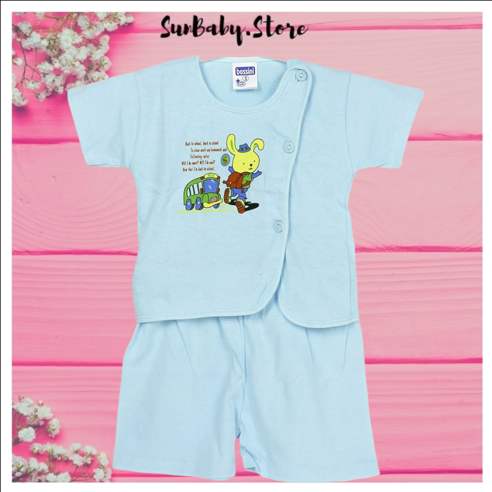 Set 5 bộ quần áo sơ sinh Bossini tay ngắn, cúc lệch cho bé trai, bé gái từ 3-17kg