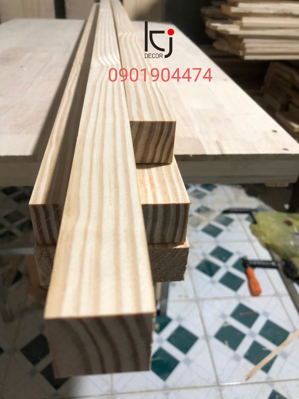 [KID047] - THANH GỖ THÔNG VUÔNG DÀI 50x2x2CM LÁNG MỊN 4 MẶT