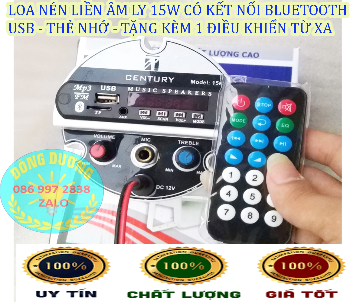 Loa nén liền âm li 12v - có thẻ nhớ có bluetooth - tặng 5 coil 15w