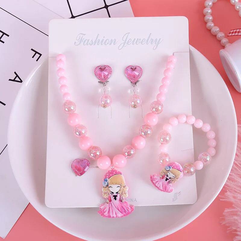 Sét đồ trang sức vòng cổ, vòng tay, nhẫn kèm bông tai cho bé