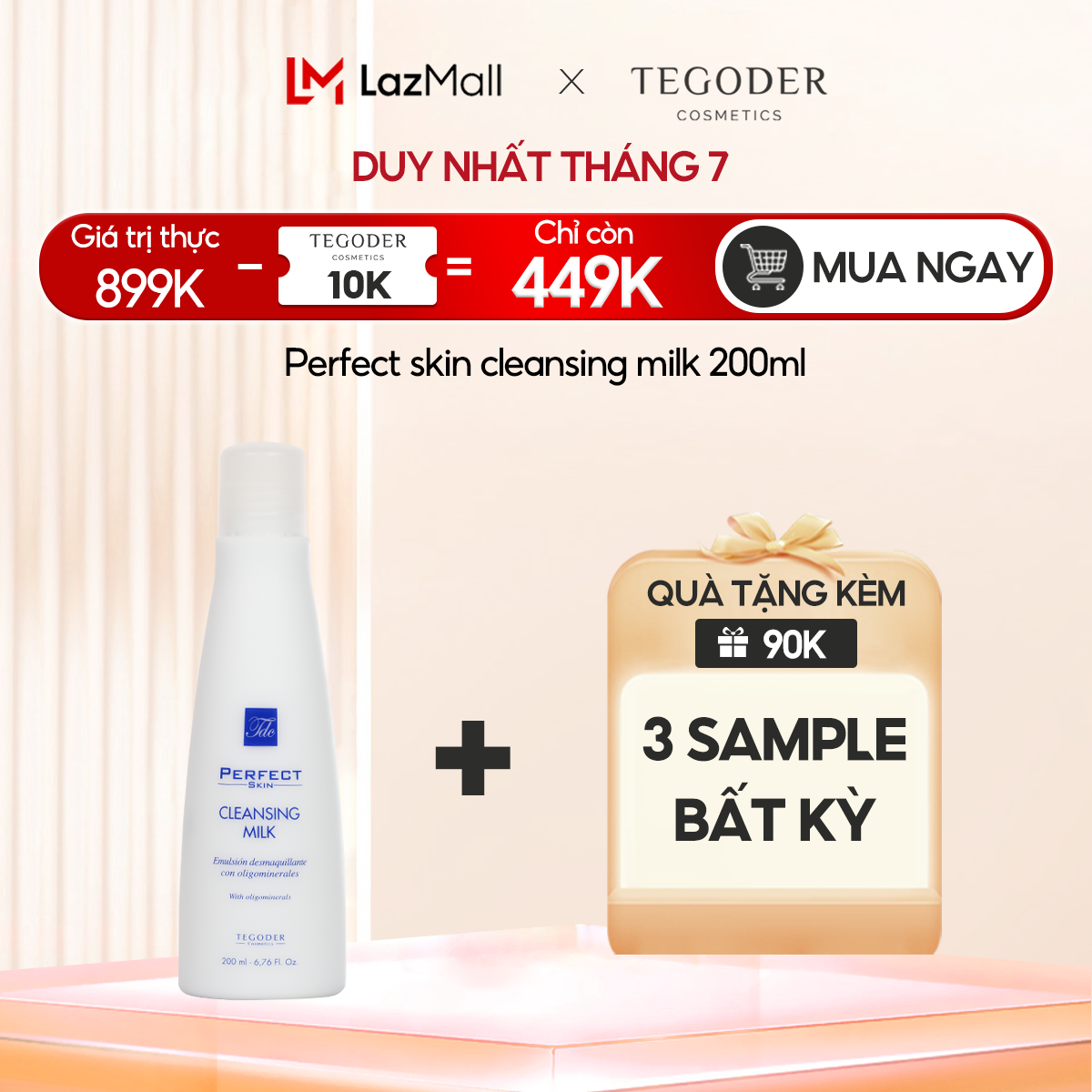 Sữa rửa mặt dịu nhẹ chăm sóc làn da nhạy cảm Tegoder Perfect skin cleansing milk 200ml mã 5794
