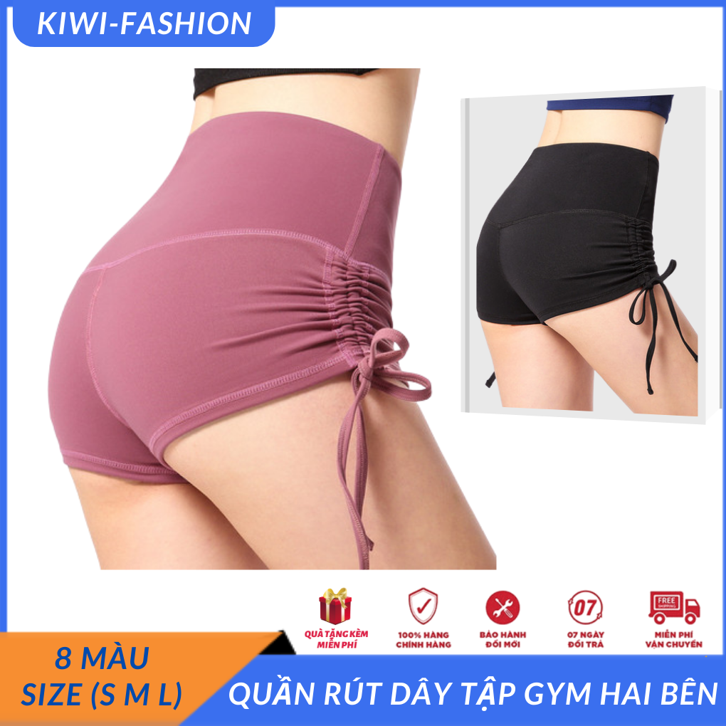 quần đùi rút dây tập gym hai bên hông tạo cảm giác cho vòng ba thêm phần hấp dẫn, đồ tập gym nữ giá rẻ tphcm-CR007
